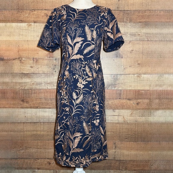 JS COLLECTIONS Maya Short Flutter Sleeve Embroidered Sheath Dress size 6 - Picture 2 of 13